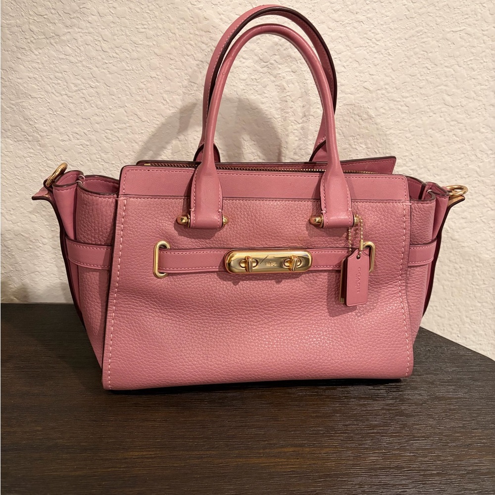 Coach Pink Swagger 27 Satchel with Gold Accents